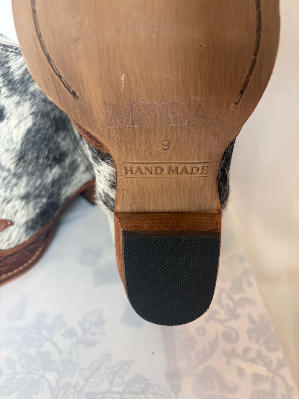 Myra Bag Black & White Hair-On-Hide Western Ankle Boots - Picture 5 of 5